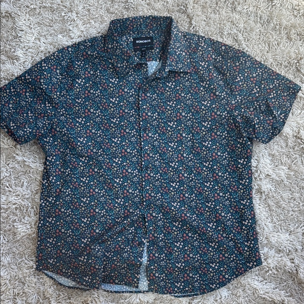 Bonobos Green and Blue Casual Button Down Shirt